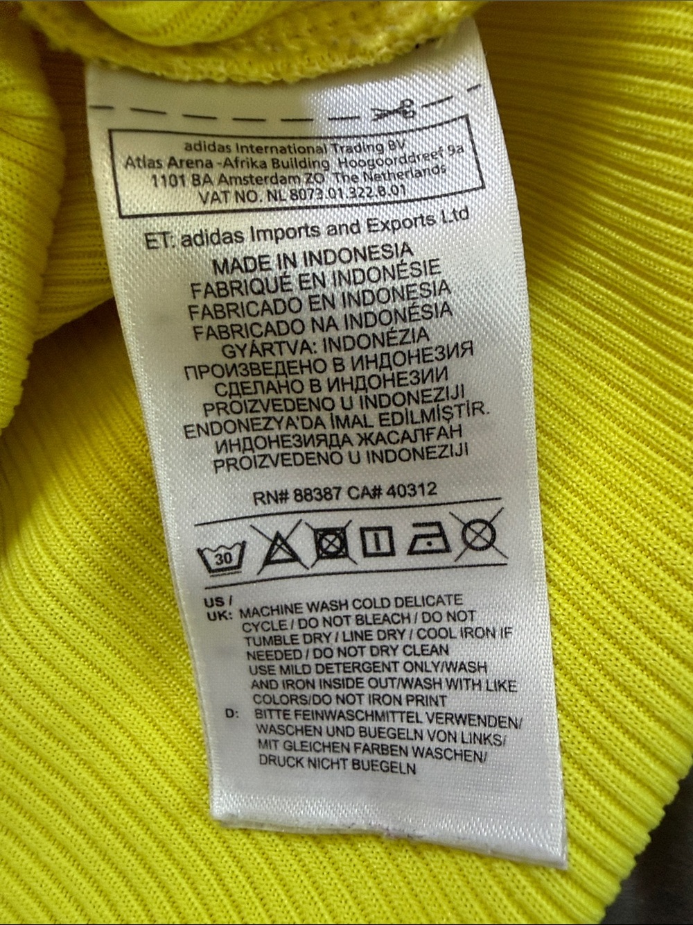 adidas Originals Neon Yellow Ribbed Logo Tank Top - Picture 4 of 7